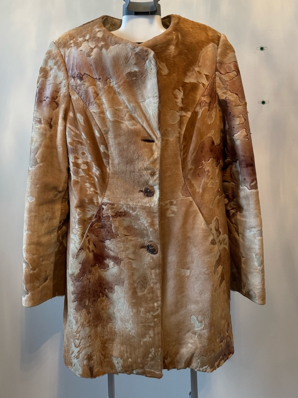 SFASA Made in Italy Genuine Fur Statement Coat Tan Brown